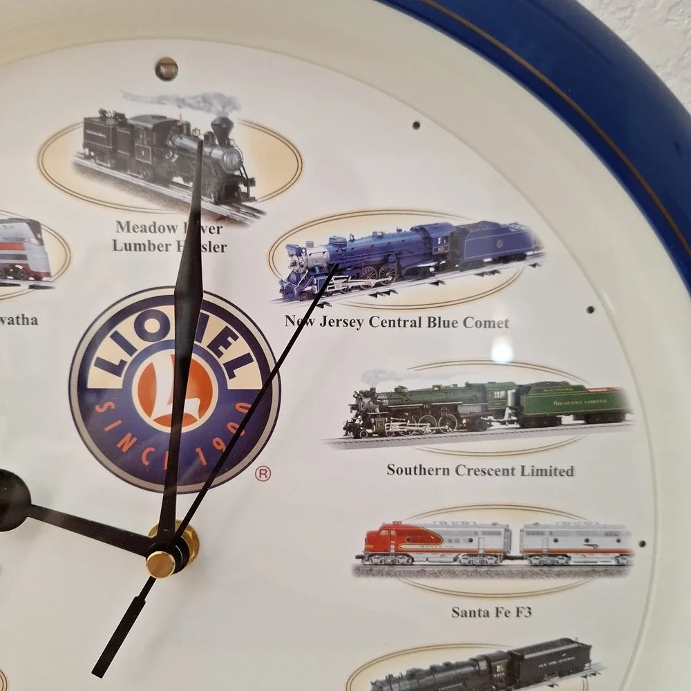 Vintage Blue Round Lionel Train Clock 12 Different Engine Sounds Tested & Works